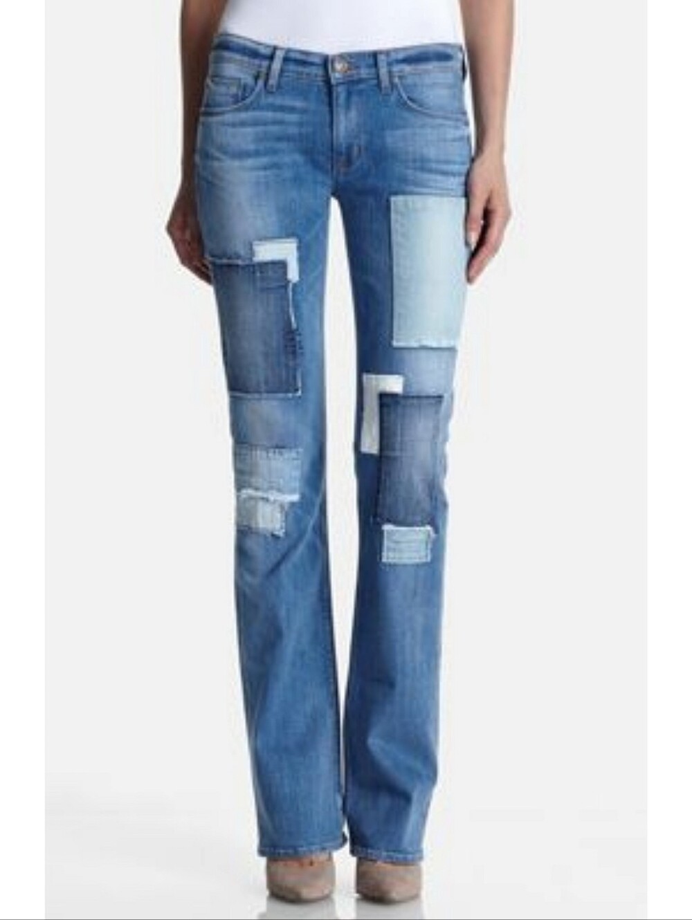 HUDSON Elle Midrise Baby Bootcut Patchwork Jeans | Size 25 | Y2K Boho Western